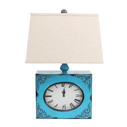 7 X 7 X 22 Blue Vintage Metal Clock Base - Table Lamp