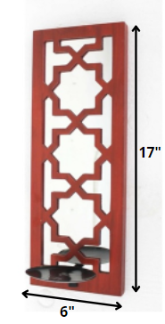 17" X 5" X 6" Red, Wooden Cross - Candle Holder Sconce