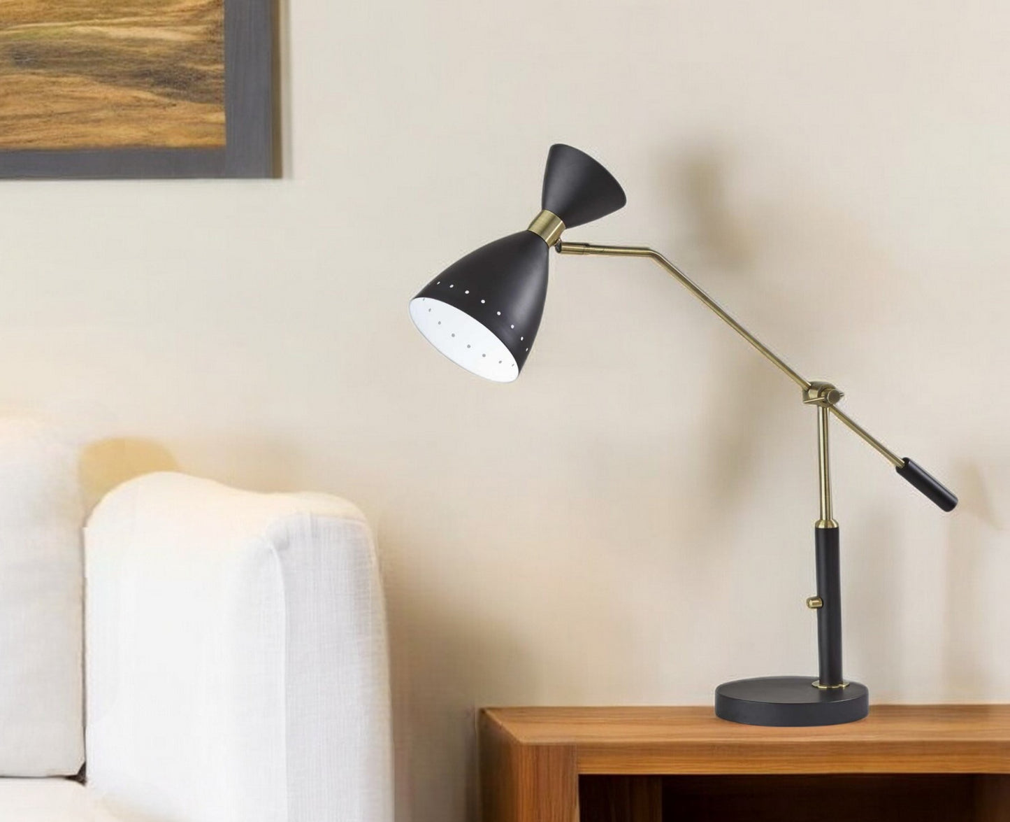 Brass Cinch Black Metal Adjustable Desk Lamp