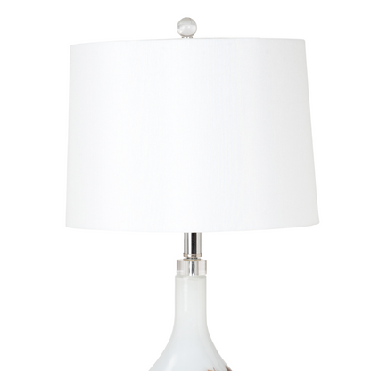 Set of Two 28" White Table Lamp With White Drum Shade