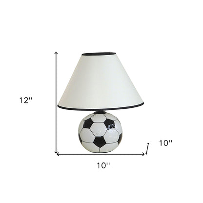 12" Black Ceramic Bedside Table Lamp With White Shade