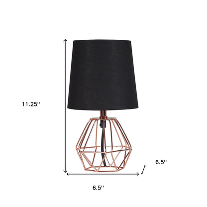 11" Copper Bedside Table Lamp With Black Empire Shade