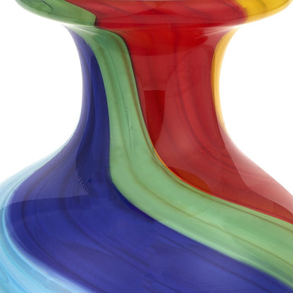 10" Rainbow Murano Glass Abstract Round Table Vase