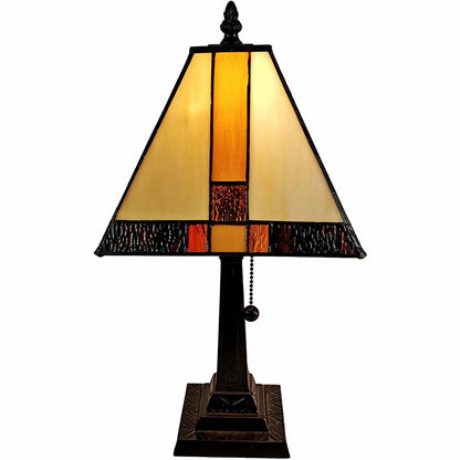 15" Dark Brown Metal Candlestick Table Lamp With Beige Empire Shade