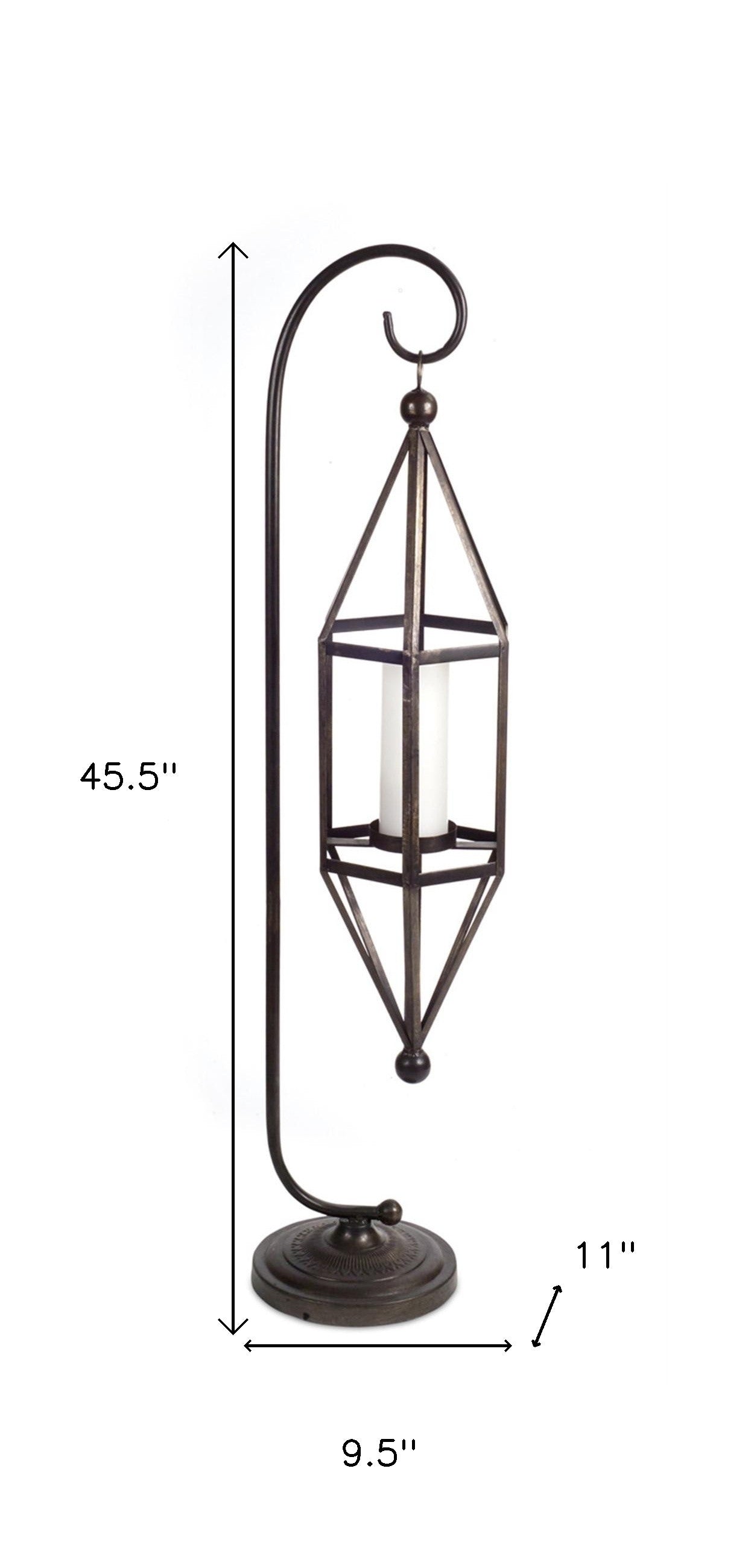 46" Black Metal Floor Lantern Candle Holder