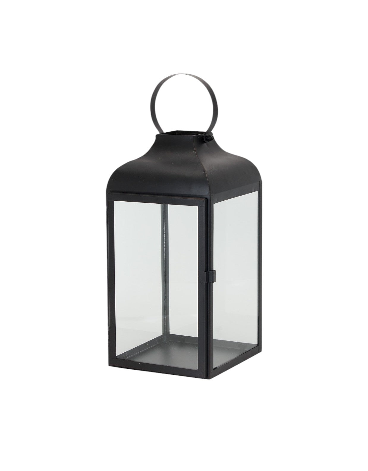 Set Of Two Black Flameless Floor Lantern Candle Holder