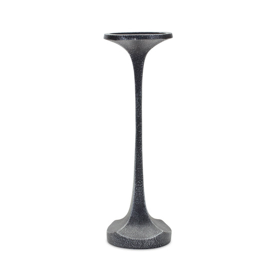 Set of Three Dark Gray Polyresin Abstract Tabletop Pillar Candle Holders