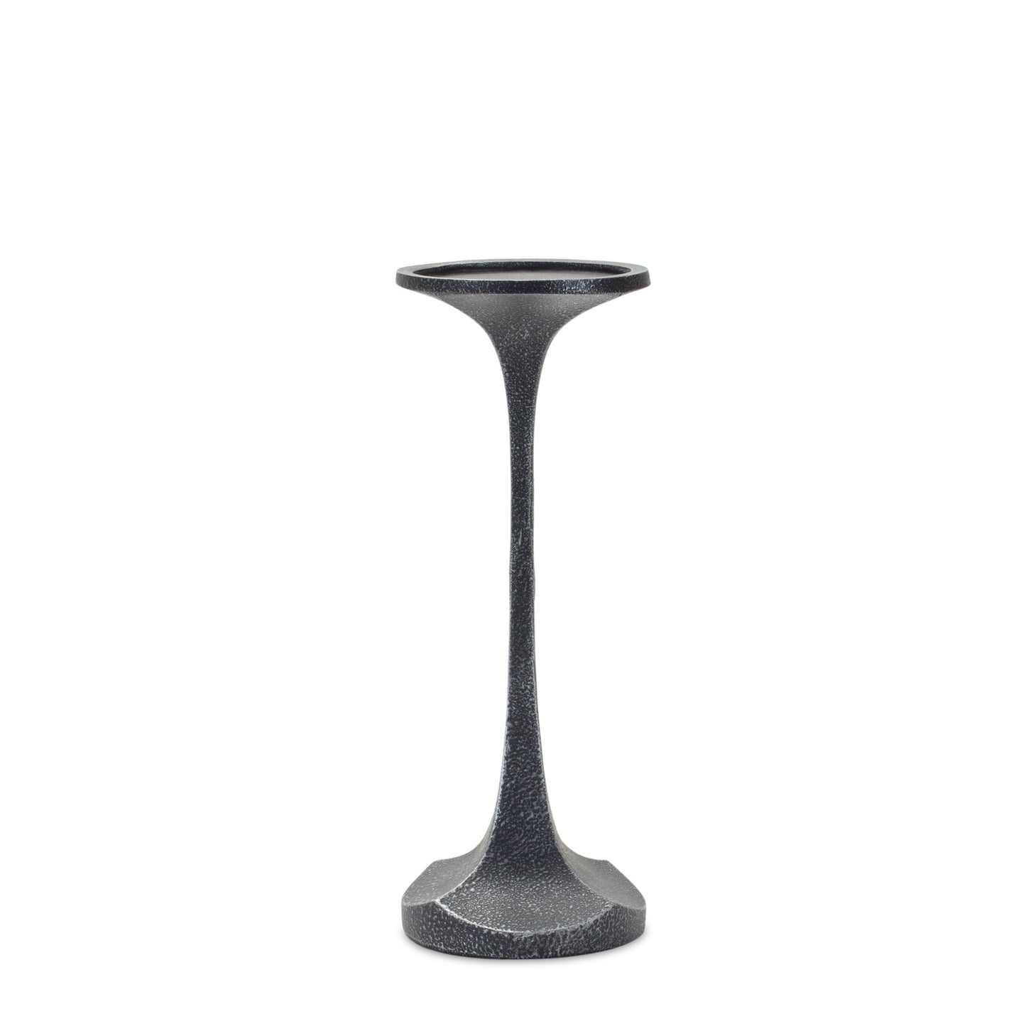 Set of Three Dark Gray Polyresin Abstract Tabletop Pillar Candle Holders