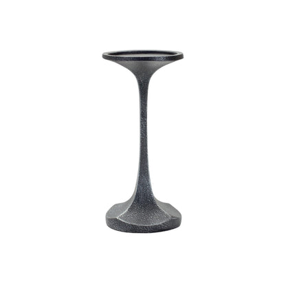 Set of Three Dark Gray Polyresin Abstract Tabletop Pillar Candle Holders