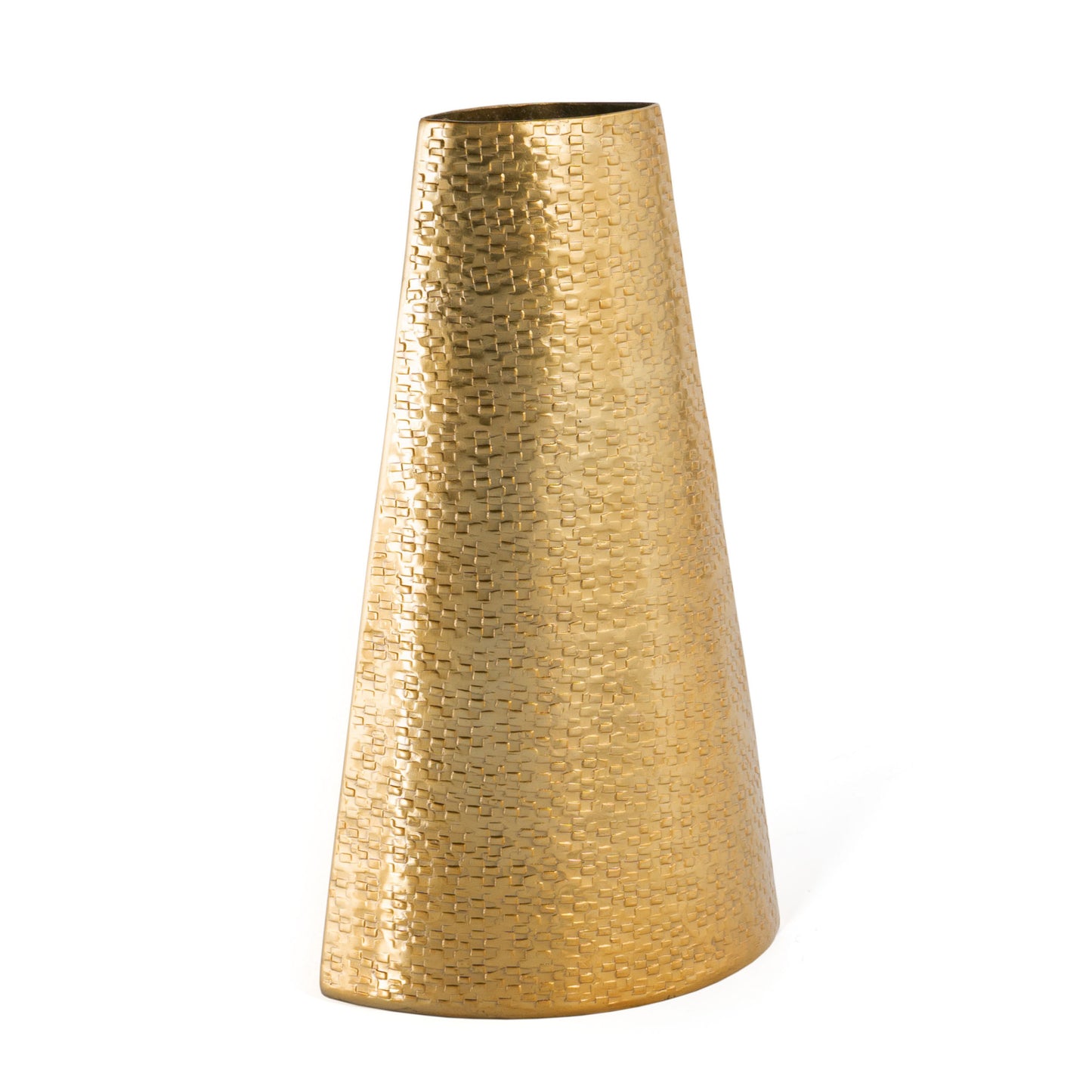 14" Gold Aluminum Abstract Cylinder Table Vase