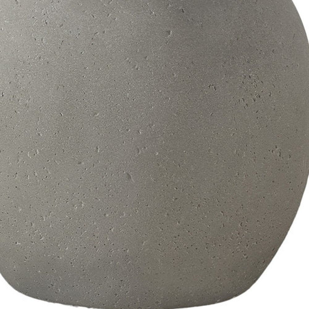 20" Gray Concrete Round Table Lamp With Ivory Drum Shade