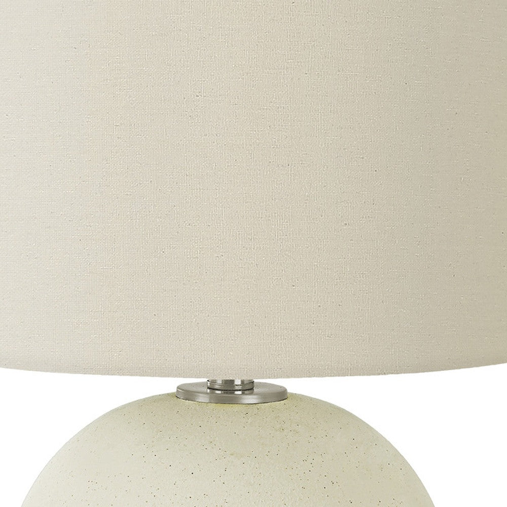 18" Cream Ceramic Round Table Lamp With Cream Drum Shade