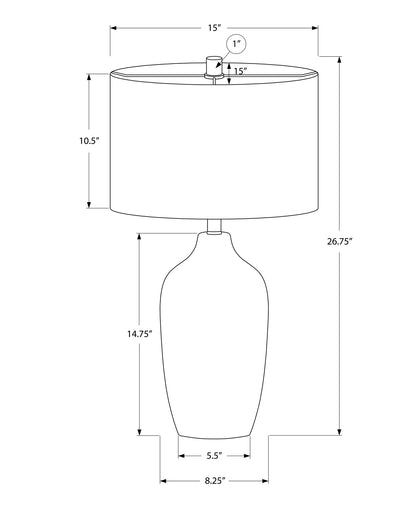 27" Gray Ceramic Urn Table Lamp With Beige Drum Shade