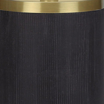 24" Black and Gold Concrete Cylinder Table Lamp With Ivory Drum Shade