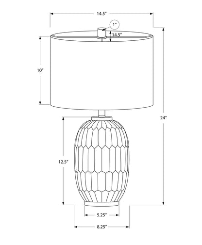 24" Cream Geometric Table Lamp With Cream Drum Shade