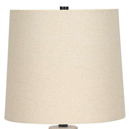 25" Cream Geometric Table Lamp With Beige Empire Shade