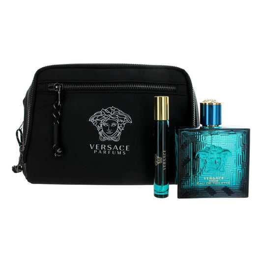 Eros by Versace, 3 Piece Gift Set for Men with Travel Trousse